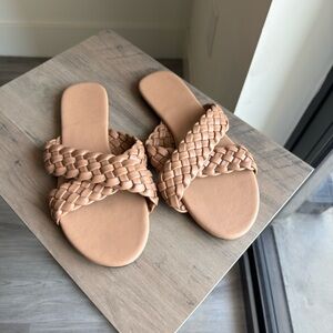 Tan Braided Sandals Slides